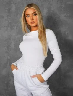 FITTED LONG SLEEVE T-SHIRT WHITE -LoafLuxe Shop kaiiajan000218Jan262023copy