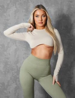 LONG SLEEVE UNDERBUST CROP TOP STONE -LoafLuxe Shop kaiiajan0015Jan262023copy