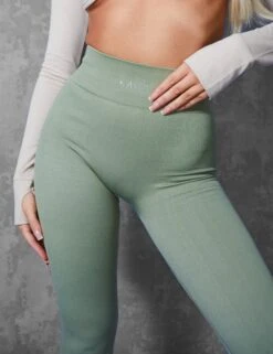 KAIIA PREMIUM RIB SEAMLESS LEGGINGS KHAKI -LoafLuxe Shop kaiiajan0025Jan262023copy