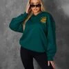 Sports Club Embroidered Badge Oversized Rugby Sweatshirt Forest Green -LoafLuxe Shop kaiiajan00372Jan262023copy