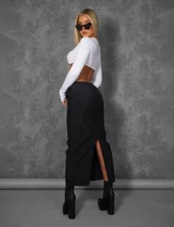 Long Sleeve Underbust Crop Top White -LoafLuxe Shop kaiiajan00464Jan262023copy