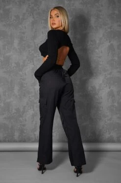 Open Chain Back Knitted Crop Top Black -LoafLuxe Shop kaiiajan0188Jan262023