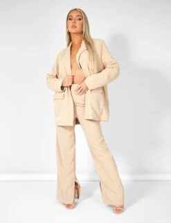 Split Detail High Waisted Dad Trouser Sand -LoafLuxe Shop kaiiajan20230114