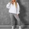 Oversized Half Zip Pullover Pocket Front Sweatshirt Oatmeal Marl -LoafLuxe Shop kaiiajan202301271