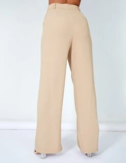 Split Detail High Waisted Dad Trouser Sand -LoafLuxe Shop kaiiajan20230128copy