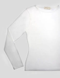 FITTED LONG SLEEVE T-SHIRT WHITE -LoafLuxe Shop lighter2