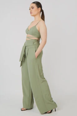 Premium Tie Wrap Detail Bralet Sage -LoafLuxe Shop mtop0021 4498