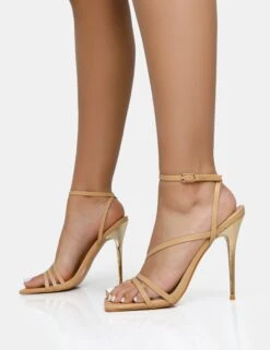 Fillipa Nude Pu Strappy Square Toe Metal Stiletto Heels -LoafLuxe Shop nude 6f4f1ced 51f8 4643 a202 b5c69d6237e0
