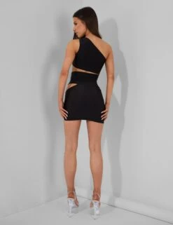 One Shoulder Asymetric Cut Out Mini Dress Black -LoafLuxe Shop pdc21.034233Mar212023copy