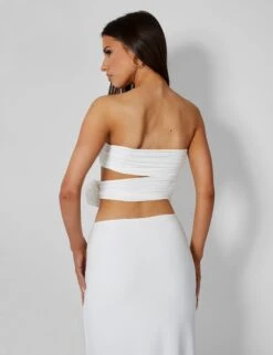 Rose Detail Cut Away Bandeau Top Ivory -LoafLuxe Shop pdc21.034508Mar212023copy