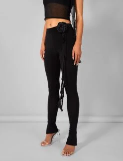 Rose Detail Slinky Trouser Black -LoafLuxe Shop pdc21.034576Mar212023copy