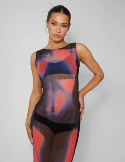 Body Heat Print Mesh Maxi Dress Multi -LoafLuxe Shop pdc21.034735Mar212023copy