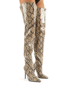 Rita Snakeskin Stiletto Heeled Over The Knee Boots -LoafLuxe Shop rita snake pu 1